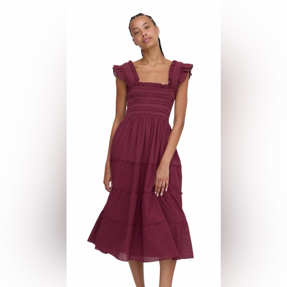 Hill House Home Ellie nap dress in Burgundy Shadow Stripe size xl